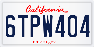 CA license plate 6TPW404