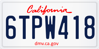CA license plate 6TPW418