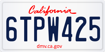CA license plate 6TPW425