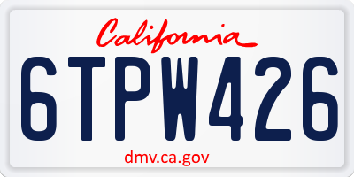 CA license plate 6TPW426