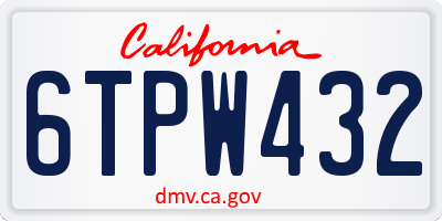CA license plate 6TPW432