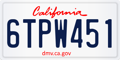 CA license plate 6TPW451