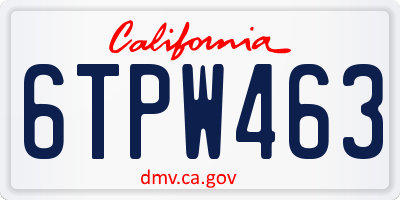 CA license plate 6TPW463