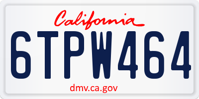 CA license plate 6TPW464