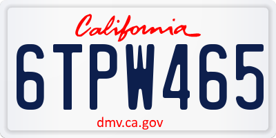 CA license plate 6TPW465