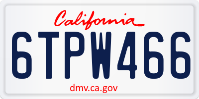 CA license plate 6TPW466