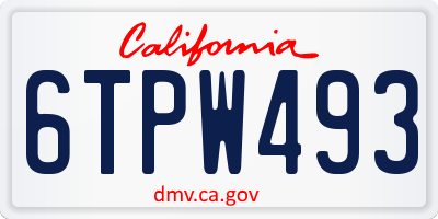 CA license plate 6TPW493