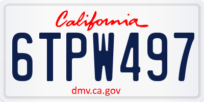 CA license plate 6TPW497
