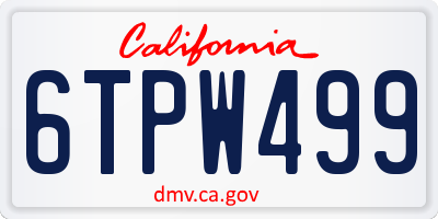 CA license plate 6TPW499