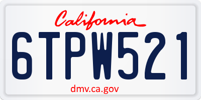 CA license plate 6TPW521
