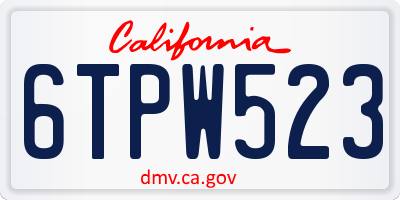 CA license plate 6TPW523