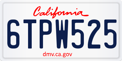 CA license plate 6TPW525