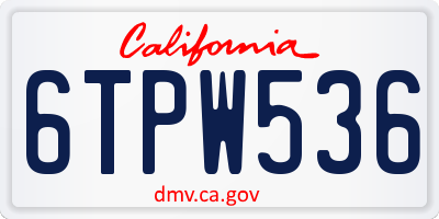 CA license plate 6TPW536
