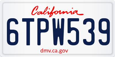CA license plate 6TPW539