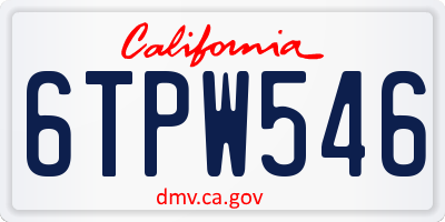 CA license plate 6TPW546