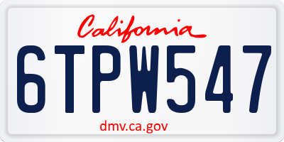 CA license plate 6TPW547