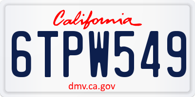 CA license plate 6TPW549