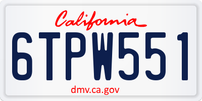 CA license plate 6TPW551
