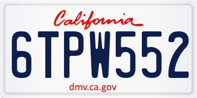 CA license plate 6TPW552