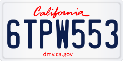 CA license plate 6TPW553