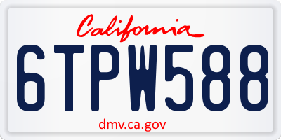 CA license plate 6TPW588