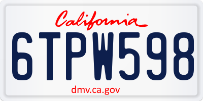 CA license plate 6TPW598