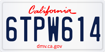 CA license plate 6TPW614