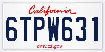 CA license plate 6TPW631