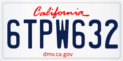 CA license plate 6TPW632