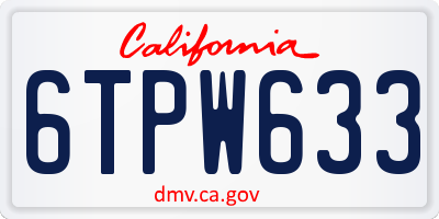 CA license plate 6TPW633