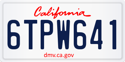 CA license plate 6TPW641