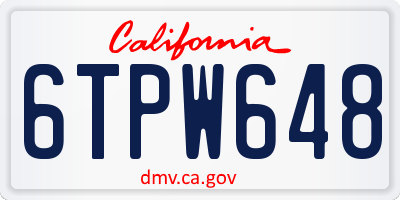 CA license plate 6TPW648