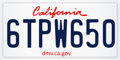 CA license plate 6TPW650