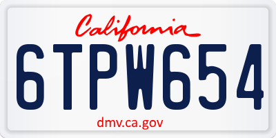 CA license plate 6TPW654