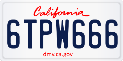 CA license plate 6TPW666