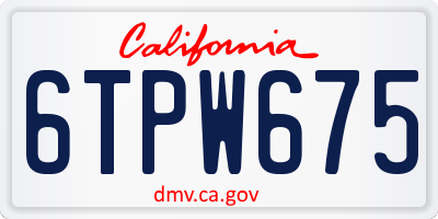 CA license plate 6TPW675