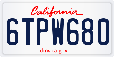 CA license plate 6TPW680