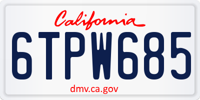 CA license plate 6TPW685
