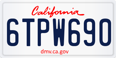 CA license plate 6TPW690