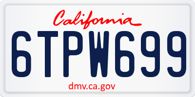 CA license plate 6TPW699