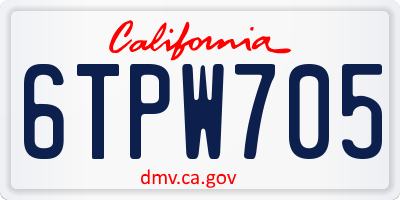 CA license plate 6TPW705