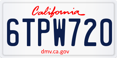 CA license plate 6TPW720