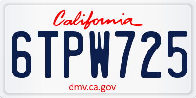 CA license plate 6TPW725