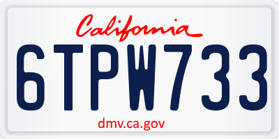 CA license plate 6TPW733