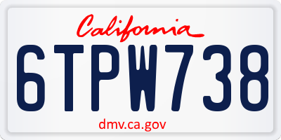 CA license plate 6TPW738