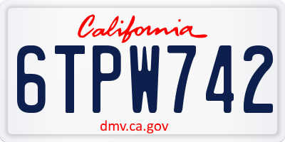 CA license plate 6TPW742