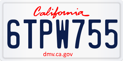 CA license plate 6TPW755