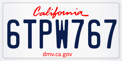 CA license plate 6TPW767