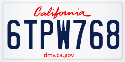 CA license plate 6TPW768