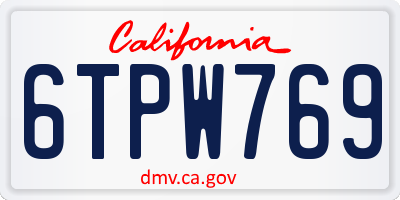 CA license plate 6TPW769